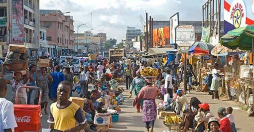 Africa, Ghana, Accra, mercato, folla, africani, popolazione,